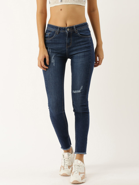 

Madame Women Blue Skinny Fit Mid-Rise Mildly Distressed Stretchable Jeans