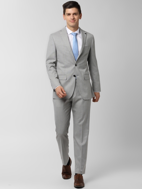 

Peter England Men Grey Solid Single Breasted Two Piece Suit