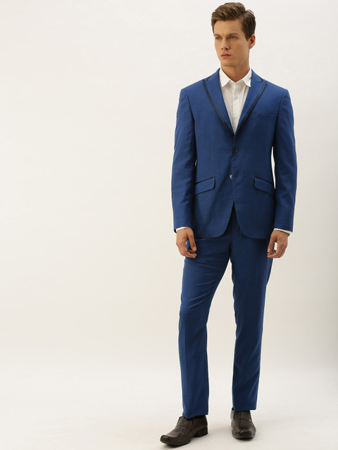 

Peter England Men Navy Blue Self-Design Tailored Fit Single-Breasted Formal Suit