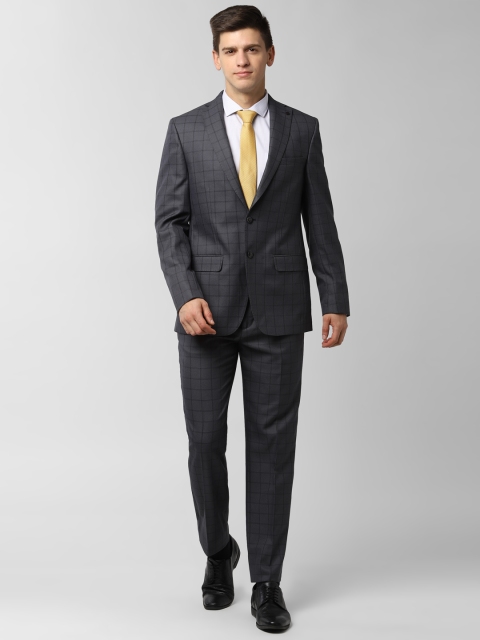 

Peter England Men Grey Checked Single Breasted Suit