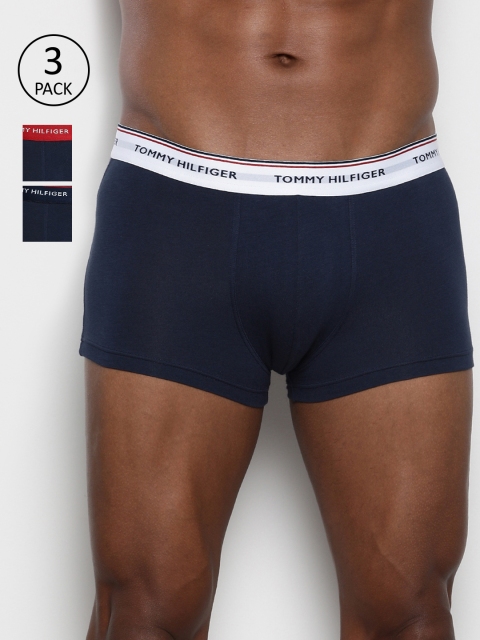 

Tommy Hilfiger Men Pack of 3 Navy Blue Solid Trunks P0AB4146