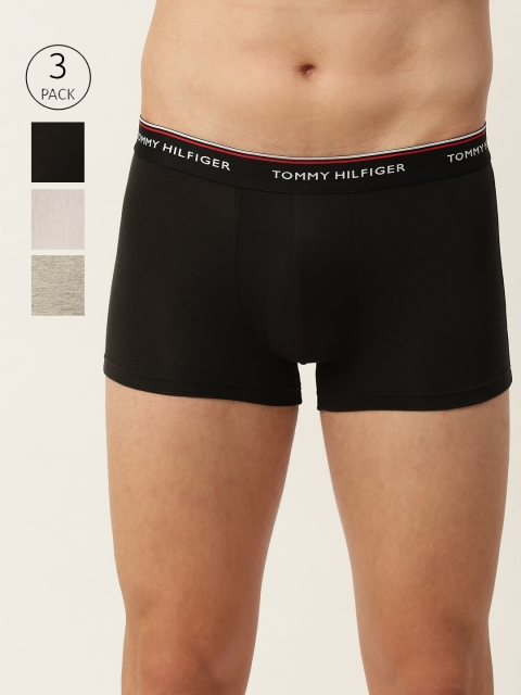 

Tommy Hilfiger Men Pack of 3 Solid Trunks P0AB4165, Black