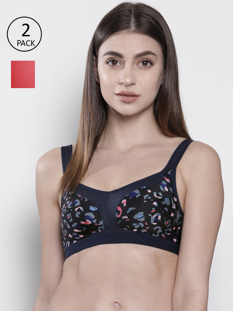 

Marks & Spencer Pack of 2 Printed Non-Wired Non Padded Sports Bras T336485P, Navy blue