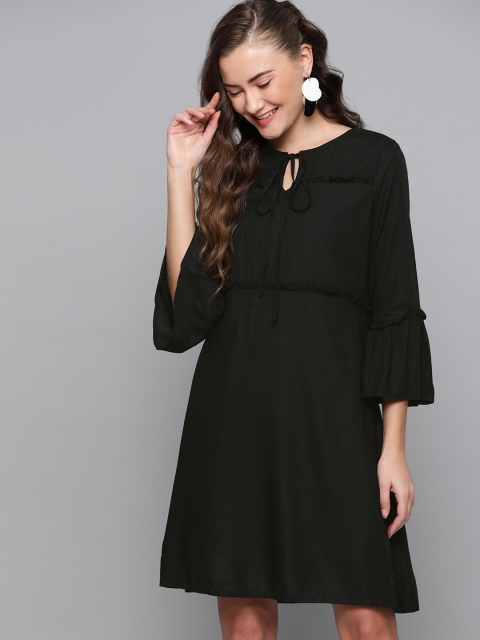 

HERE&NOW Women Black Solid A-Line Dress