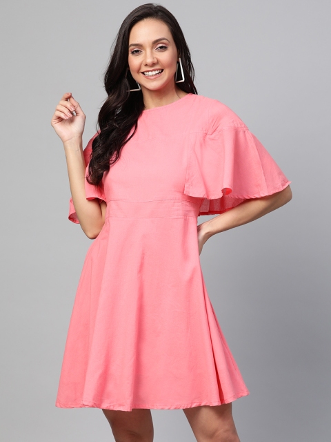 

HERE&NOW Women Pink Solid A-Line Dress