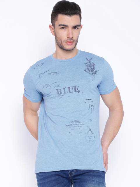 

Celio Blue Melange Printed T-shirt