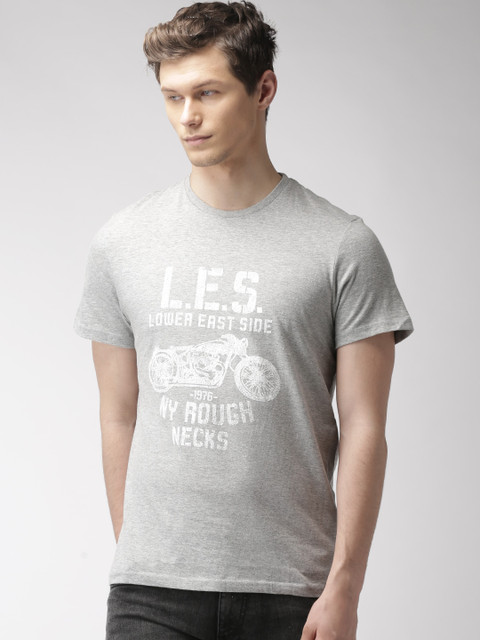 

Celio Grey Melange Printed T-shirt