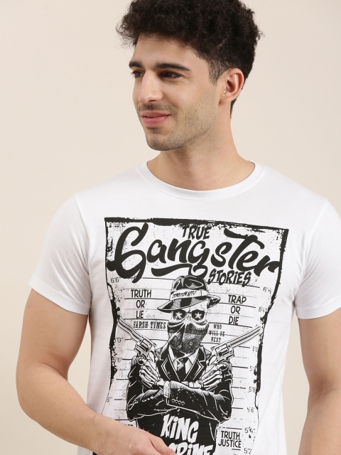 

Conditions Apply Men White Black Printed Round Neck Pure Cotton T-shirt