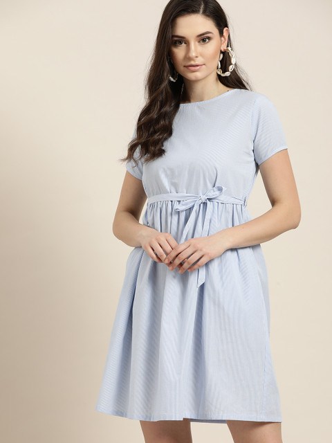 

Moda Rapido Women Blue & White Striped A-Line Dress