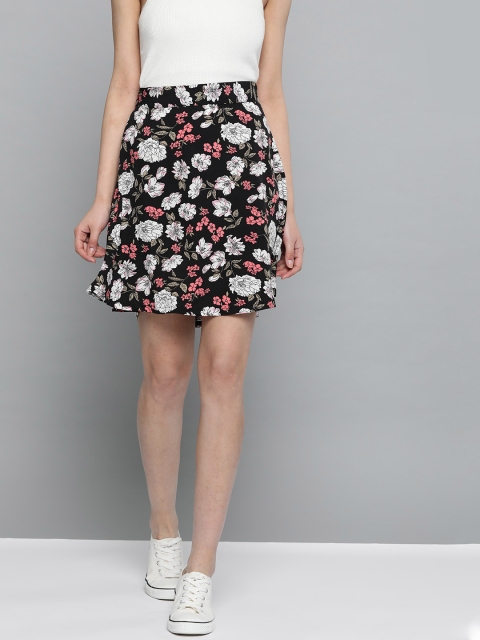 

HERE&NOW Women Black & White Printed A-Line Skirt