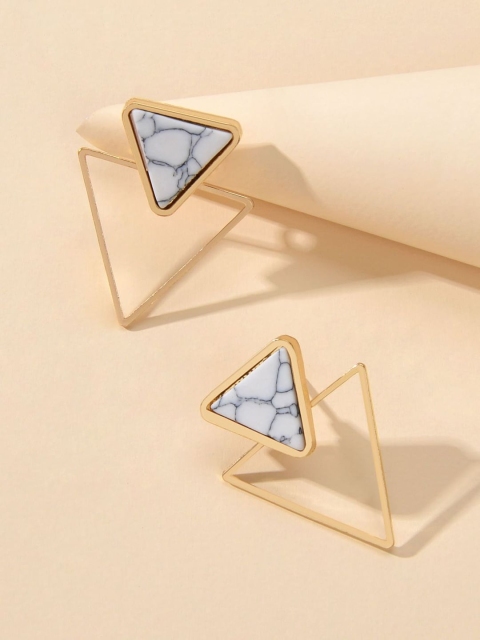 

OOMPH Gold-Toned & White Triangular Studs