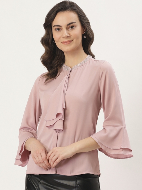 

Madame Women Mauve Solid Layered Shirt Style Top