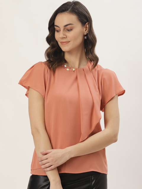 

Madame Women Peach-Coloured Solid Top