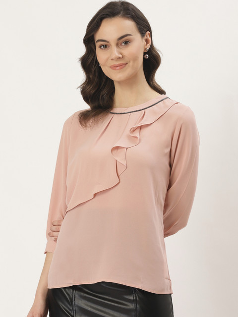 

Madame Women Pink Solid Layered Top
