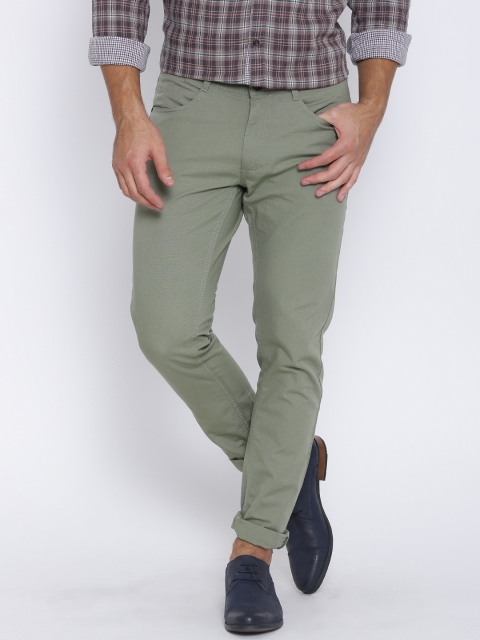 

Blackberrys Olive Green Sharp Fit Casual Trousers