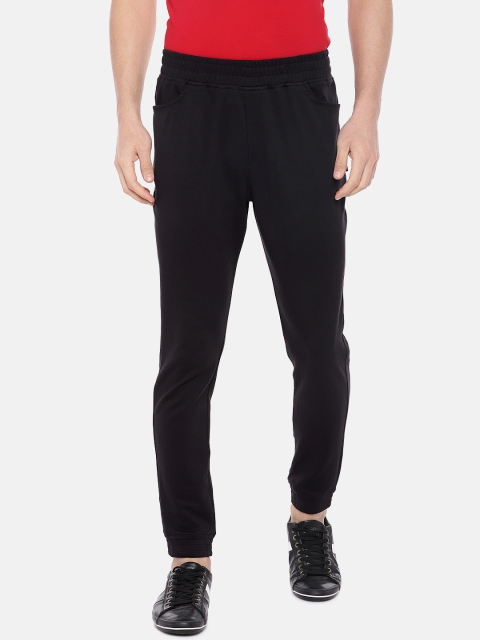 

Yuvraah Men Black Solid Straight-Fit Joggers