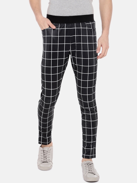 

Yuvraah Men Black & White Checked Slim-Fit Track Pant