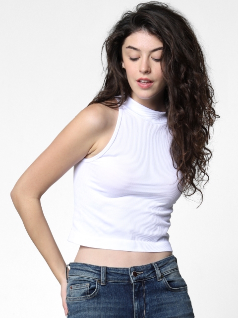 

ONLY Women White Solid Fitted Top