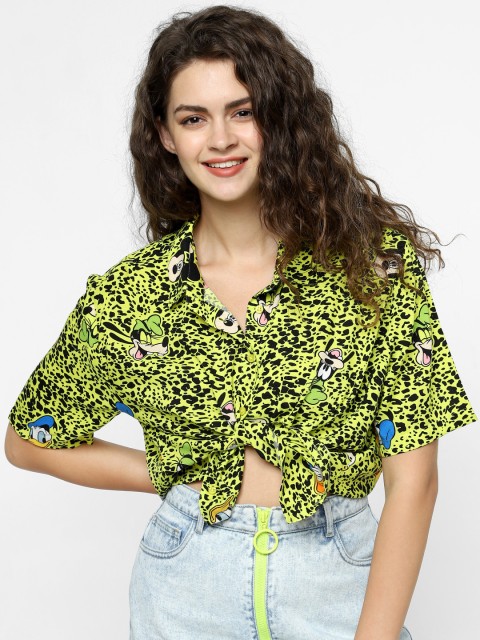 

ONLY Women Green & Black Boxy Printed Casual Shirt