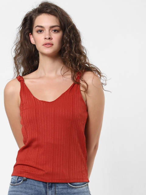 

ONLY Women Red Solid Round Neck T-shirt