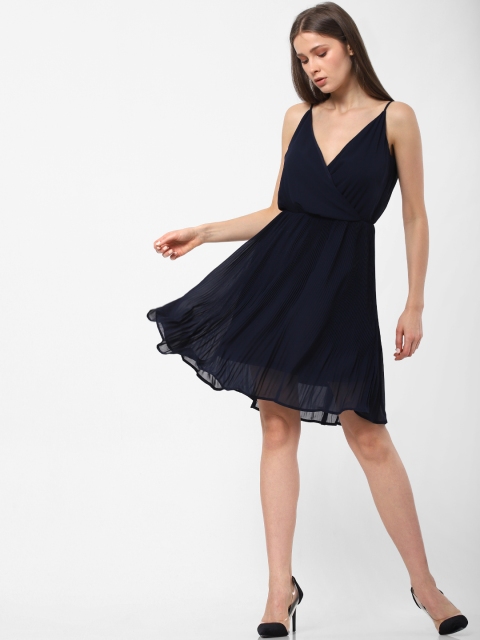 

ONLY Women Navy Blue Solid Wrap Dress