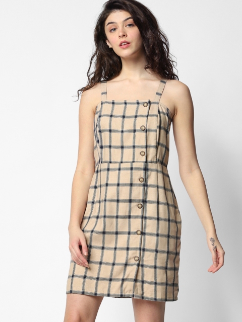 

ONLY Women Pink & Black Checked Sheath Dress