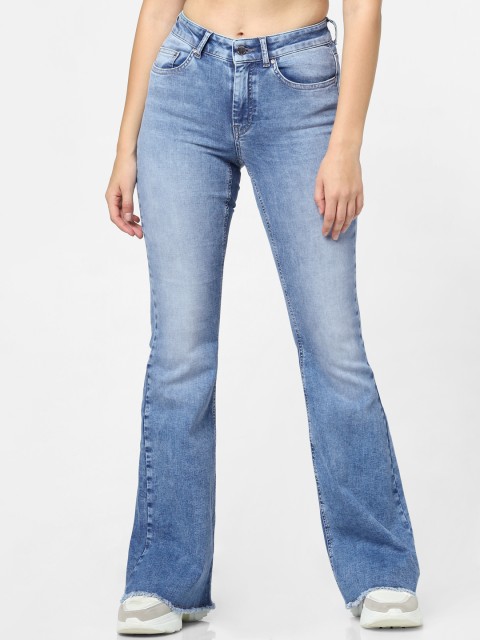 

ONLY Women Blue Flared Mid-Rise Clean Look Stretchable Jeans