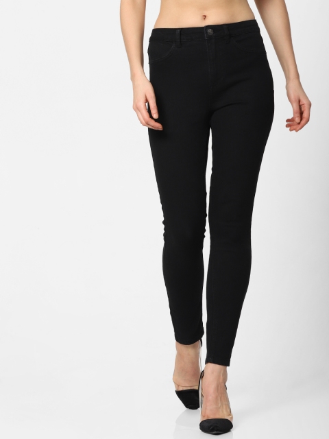 

ONLY Women Black Skinny Fit High-Rise Clean Look Stretchable Cropped Jeans