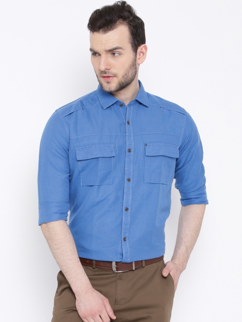 

Blackberrys Blue Linen Slim Fit Smart Casual Shirt