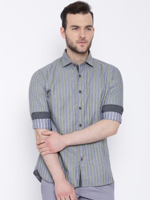 

Blackberrys Grey Striped Casual Shirt