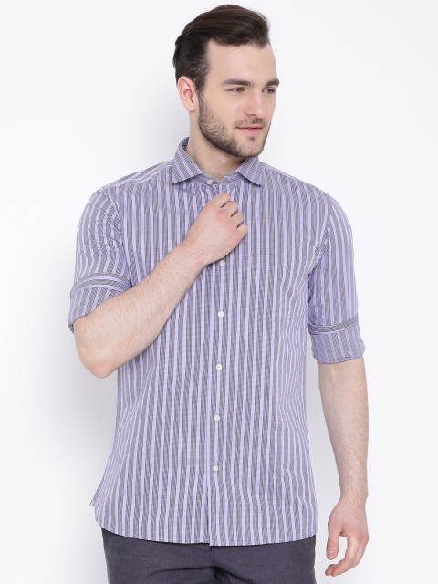 

Blackberrys Lavender Striped Fitted Fit Casual Shirt