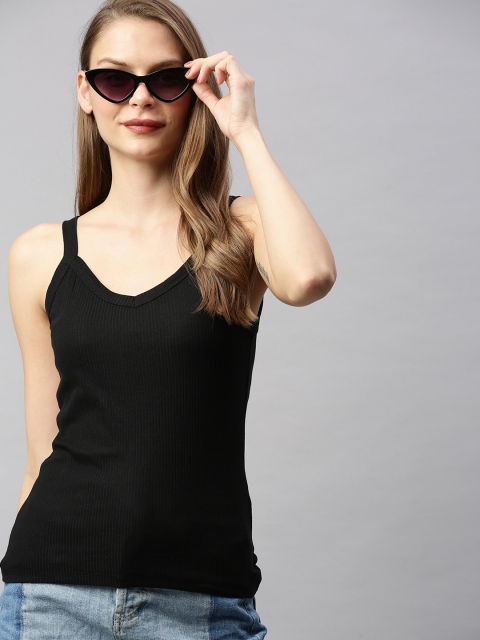 

ONLY Women Black Ribbed Tank Top