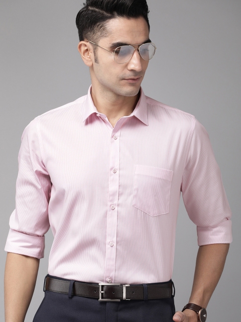 

Van Heusen Men Pink & White Slim Fit Striped Formal Shirt