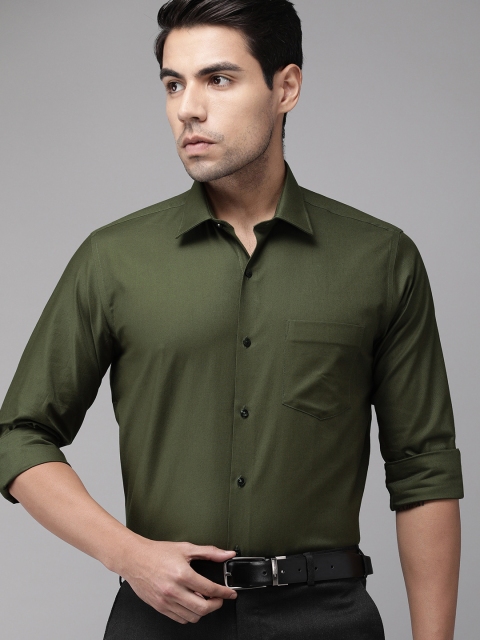 

Van Heusen Men Olive Green Solid Slim Fit Patywear Shirt