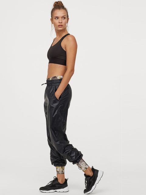 

H&M Women Black Solid Sports Sustainable Trousers