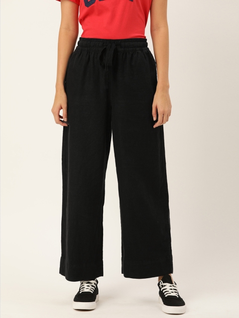 

GAP Women Black Loose Fit Solid Regular Linen Trousers