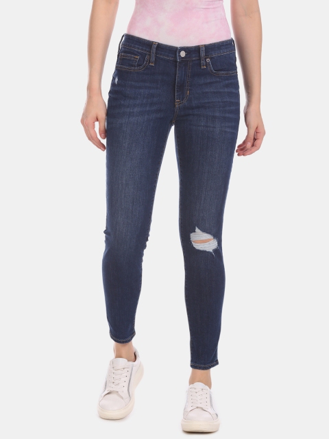 

GAP Women Blue Regular Fit Mid-Rise Mildly Distressed Look Jeans