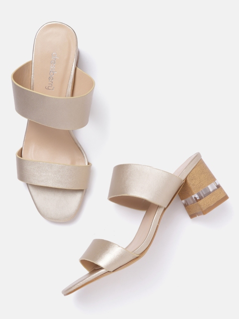 

DressBerry Women Muted Gold-Toned Solid Heels