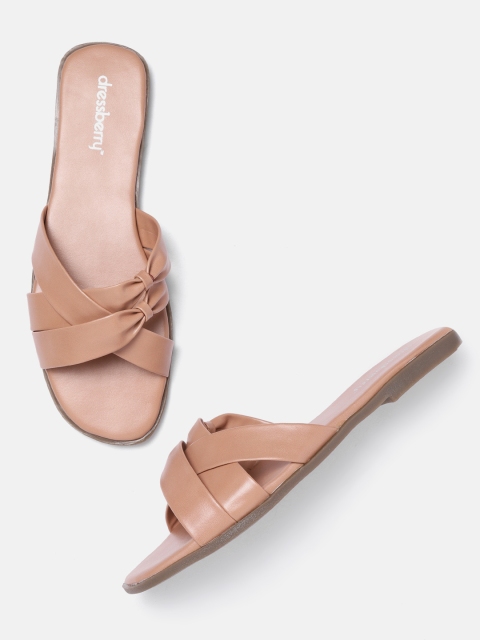 

DressBerry Women Nude-Coloured Solid Open Toe Flats