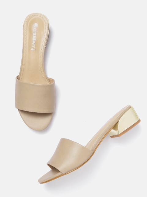 

DressBerry Women Beige Solid Block Heels