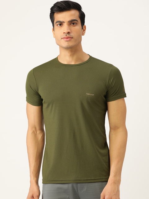 

Sweet Dreams Men Olive Green Self-Checked Round Neck Lounge T-shirt