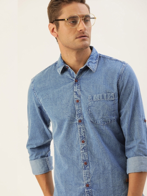 

Moda Rapido Men Blue Regular Fit Faded Casual Shirt