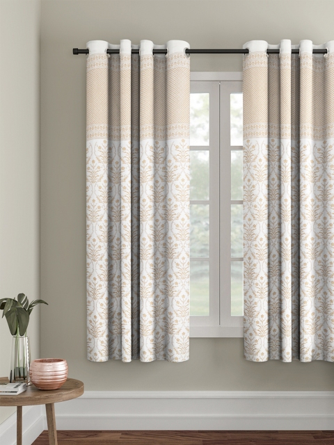 

Rajasthan Decor White & Gold-Toned Printed Window Curtain