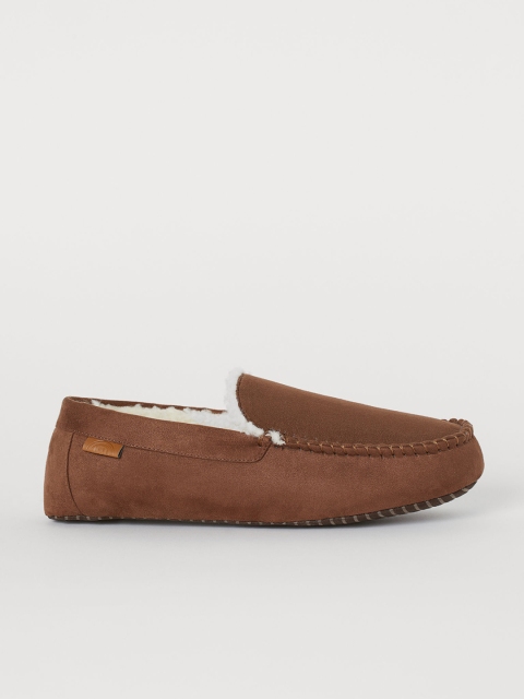 

H&M Men Brown Pile-Lined Slippers, Beige