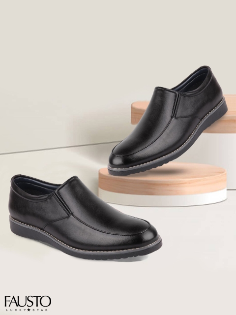 

FAUSTO Men Black Solid Formal Velted Slip On Shoes