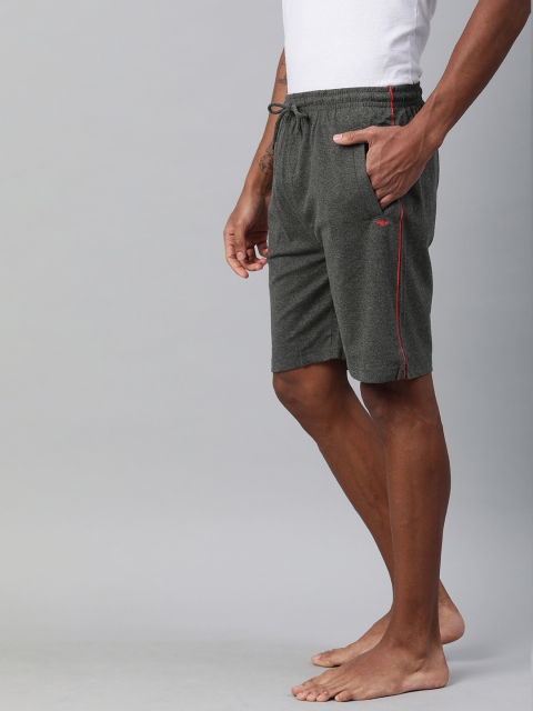 

Park Avenue Men Grey Solid Lounge Shorts With Side stripes