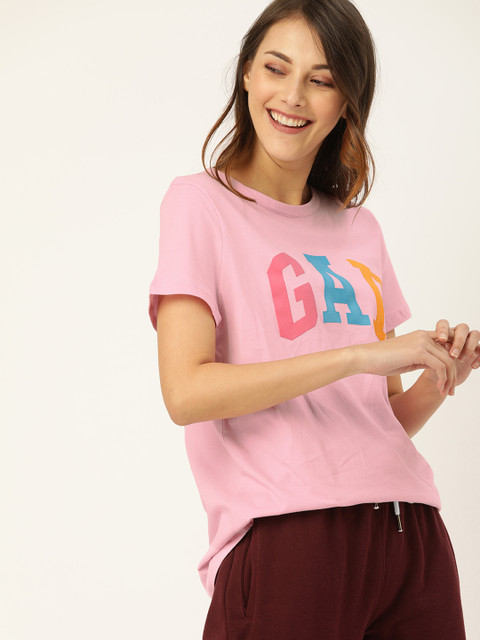 

GAP Women Pink Printed Round Neck T-shirt
