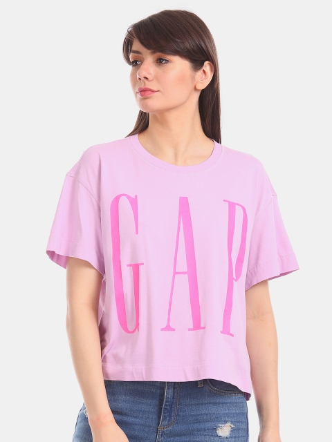 

GAP Women Pink Printed Round Neck T-shirt