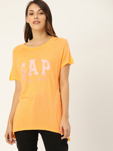 

GAP Women Orange Printed Round Neck T-shirt