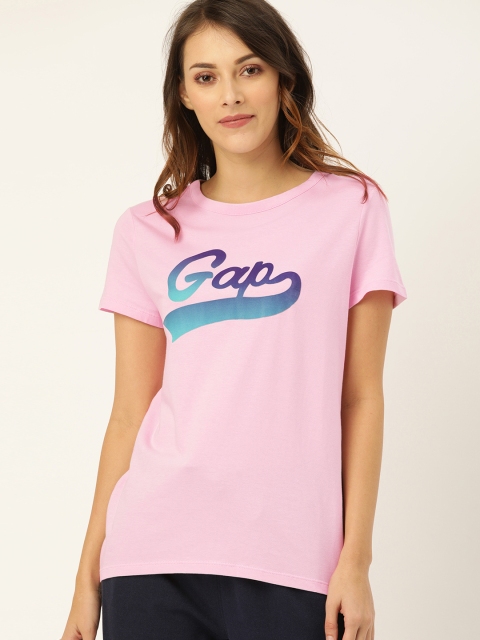 

GAP Women Pink Printed Round Neck T-shirt